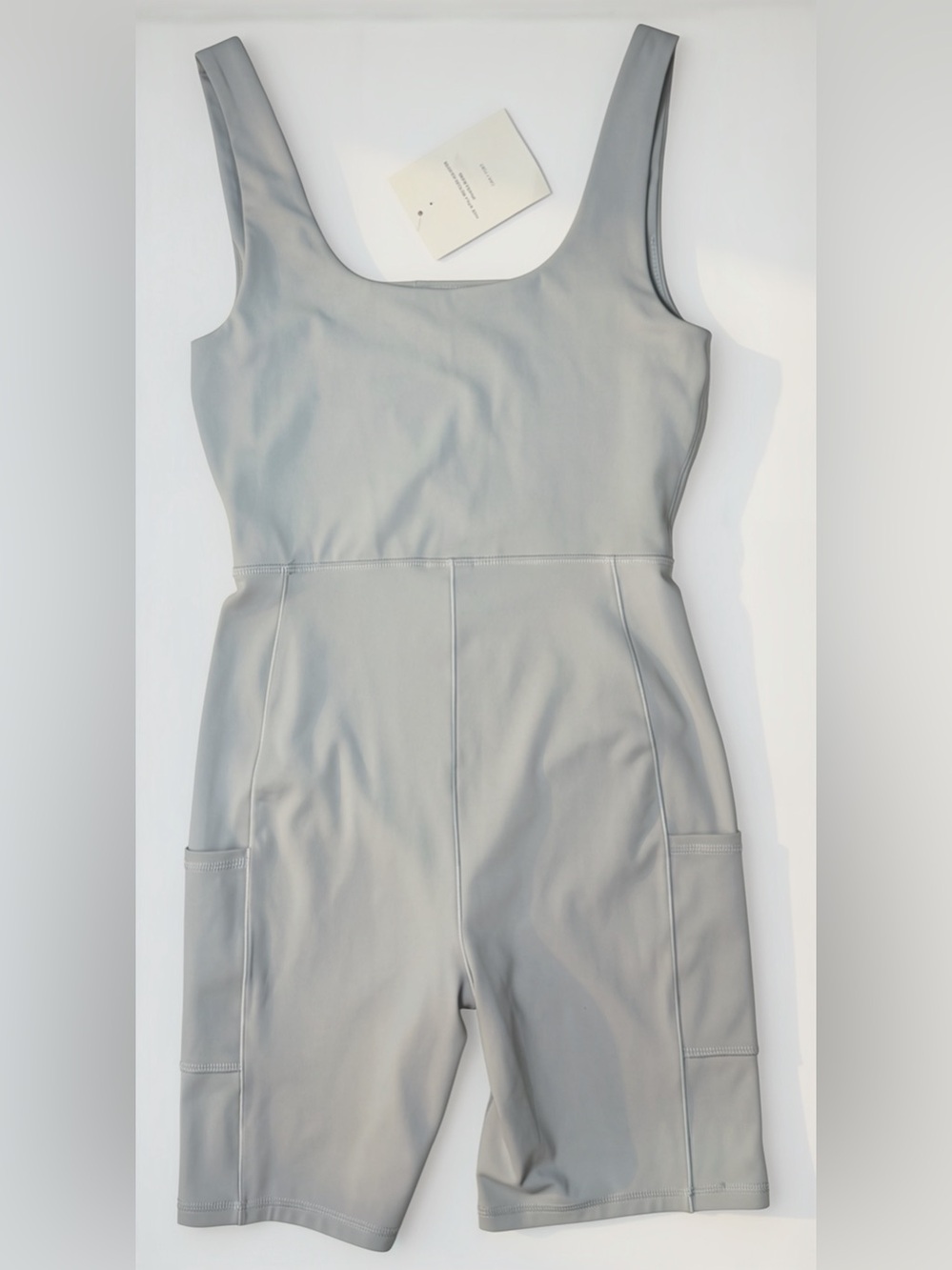 Oak + Fort Grey Athletic Biker Short Romper Jumpsuit Size XS | Sporty Coastal - Picture 4 of 5